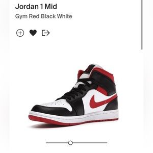 nike air jordan 1 mid (white red black)